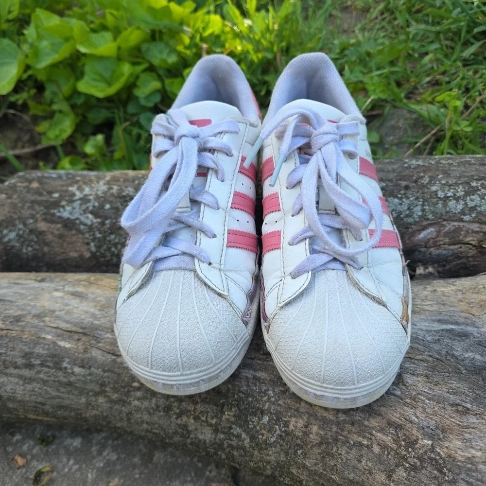 Adidas Originals Superstar Girls Kids Shoes Sneakers White Pink‎ Size US 5